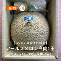 【1/5まで完全予約販売】アールスメロン白肉1玉（約1.6kg～2kg）専用箱入り