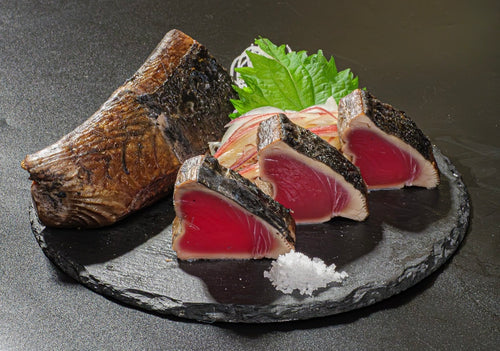 【野島水産】藁焼き鰹たたき１本（特製ポン酢１本、深層水塩1包付）