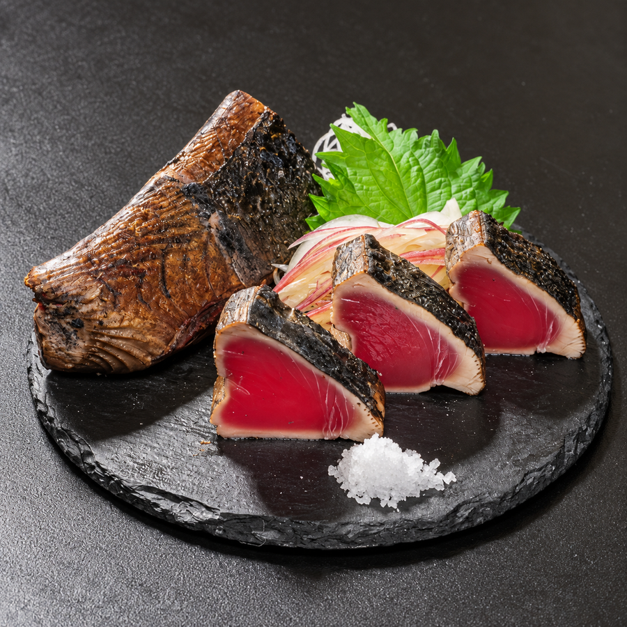 【漁師町須崎の野島水産】藁焼き鰹たたき３本（特製ポン酢・深層水塩３包付）【HS】